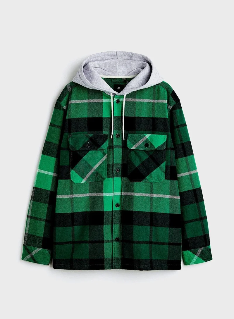 H&M  Checked Hooded Regular Fit Shirt for Men | Best Price UAE